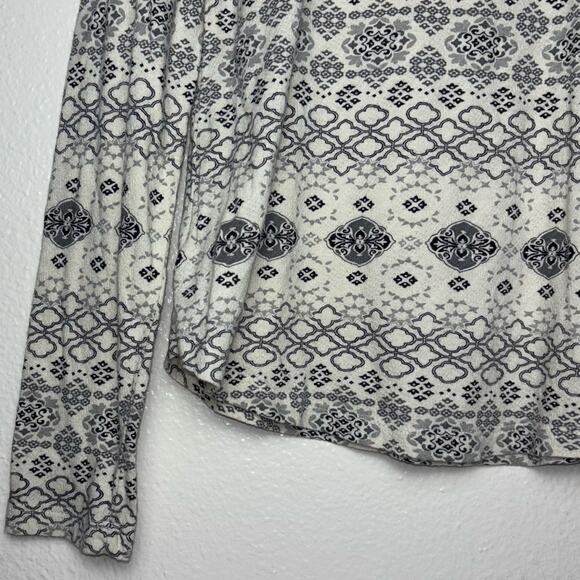 Aventura Organic Cotton Printed Light Airy Blouse Women's large Cream Gray - Picture 12 of 16